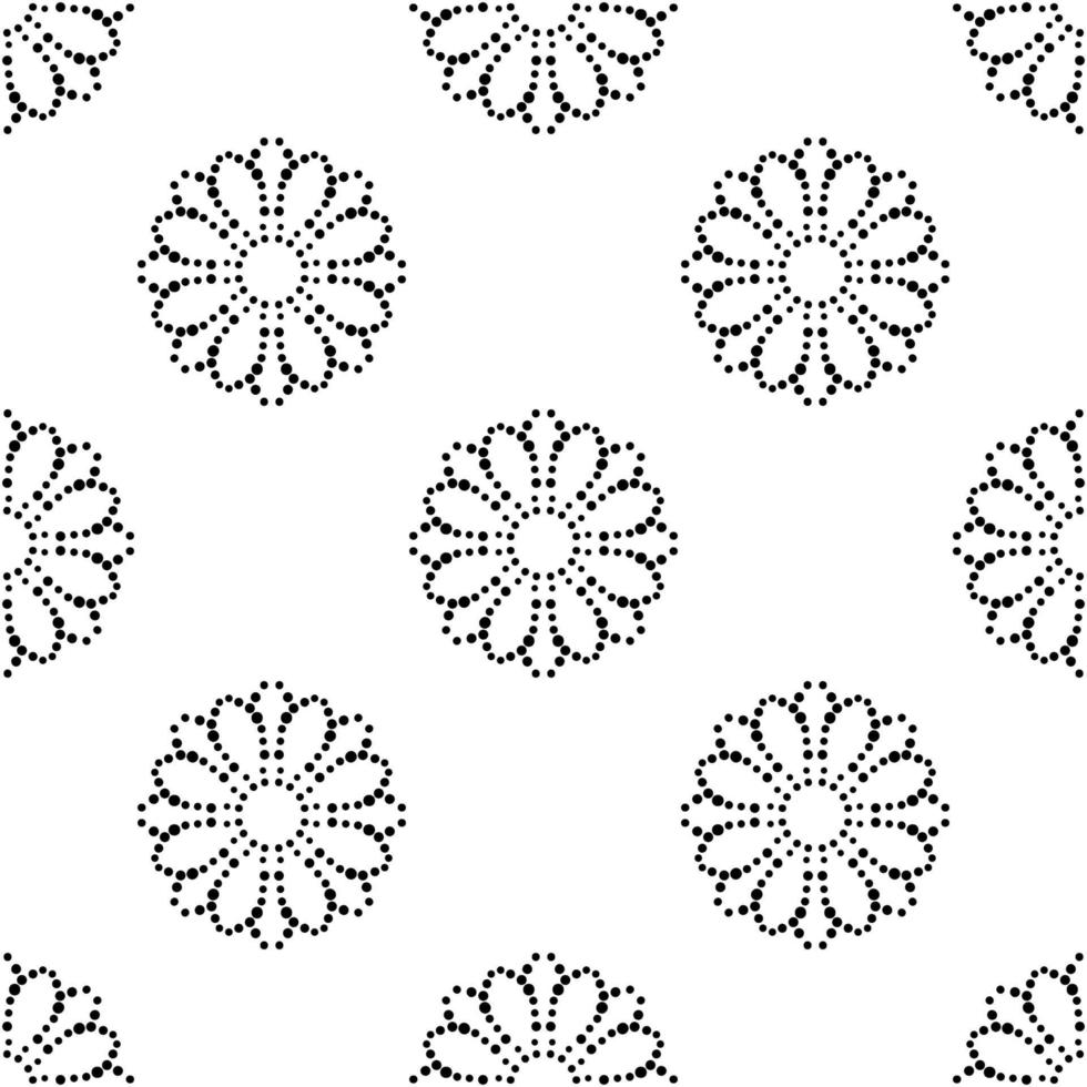 abstraktes gepunktetes nahtloses Muster mit Mandala-Blume. Mosaikfliese. Blumenhintergrund. vektor