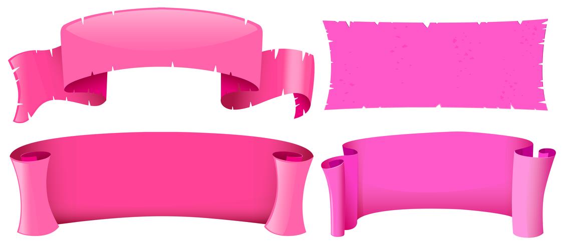 Pink banner mallar i fyra mönster vektor