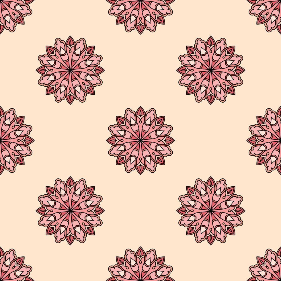 abstrakt sömlösa mönster med mandala blomma. mosaik, kakel. blommig bakgrund. vektor