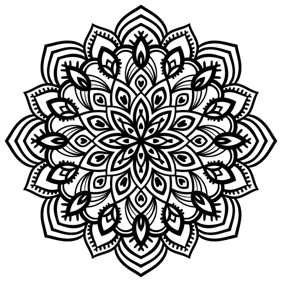 kontur mandala. dekorativa runda doodle blomma isolerad på vit bakgrund. geometrisk cirkel element. vektor