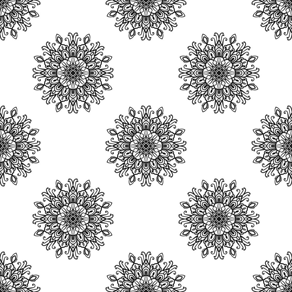 fantasi seamless mönster med dekorativa mandala. abstrakt rund doodle blomma bakgrund. blommig geometrisk cirkel. vektor illustration.