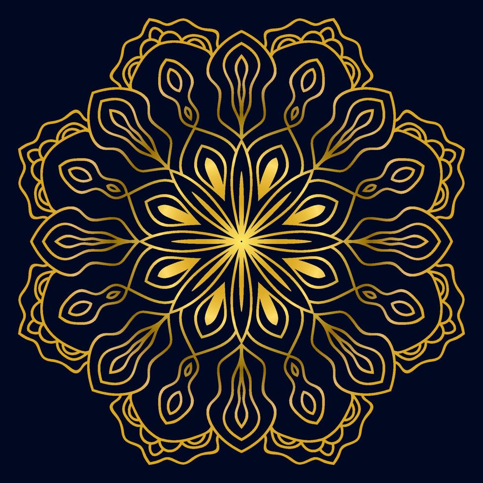 süßes Goldmandala. dekorative runde gekritzelblume lokalisiert auf dunklem hintergrund. geometrische dekorative Verzierung im ethnischen orientalischen Stil. vektor