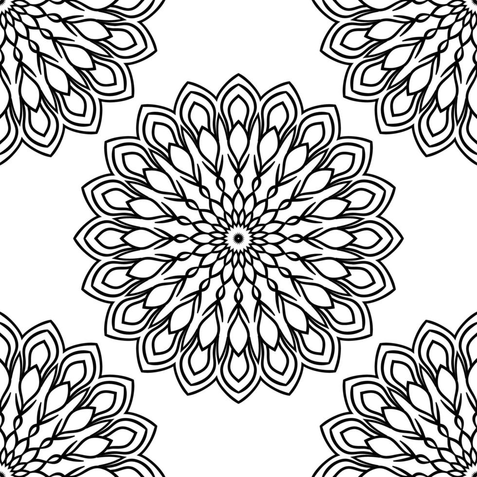 Fantasy Musterdesign mit Ziermandala. abstrakter runder gekritzelblumenhintergrund. floraler geometrischer Kreis. vektor