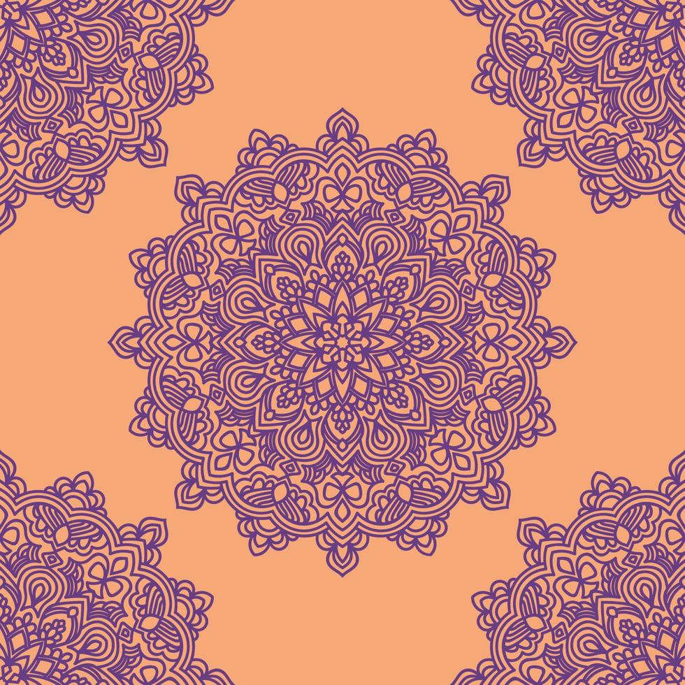 fantasi seamless mönster med dekorativa mandala. abstrakt rund doodle blomma bakgrund. blommig geometrisk cirkel. vektor