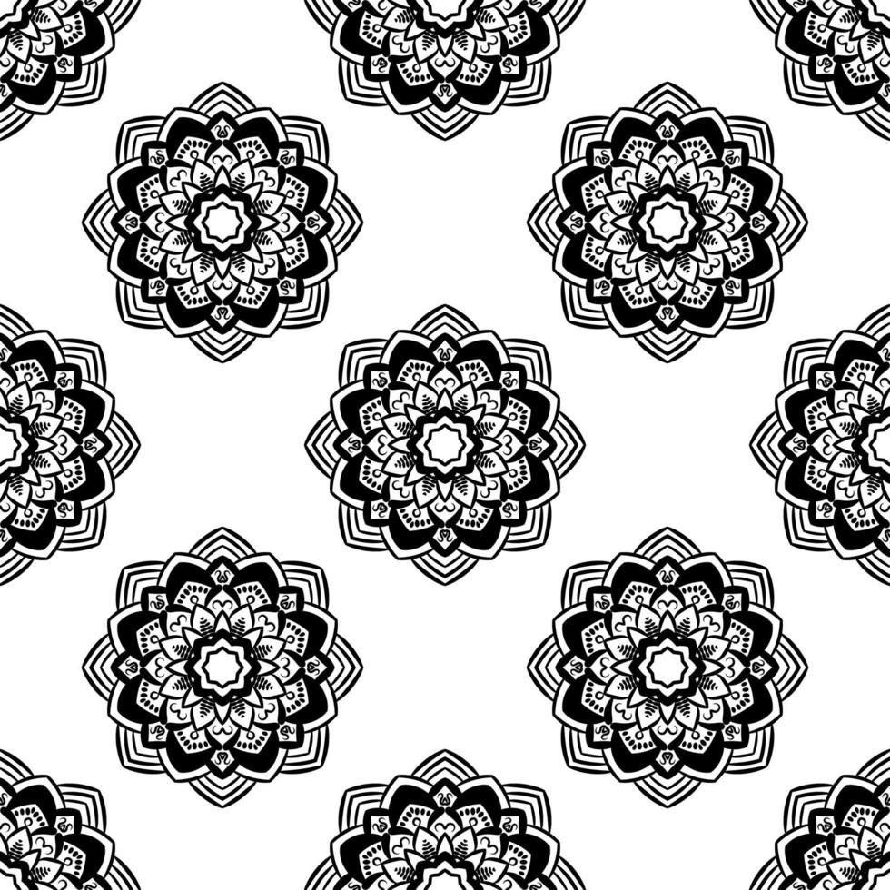 fantasi seamless mönster med dekorativa mandala. abstrakt rund doodle blomma bakgrund. blommig geometrisk cirkel. vektor