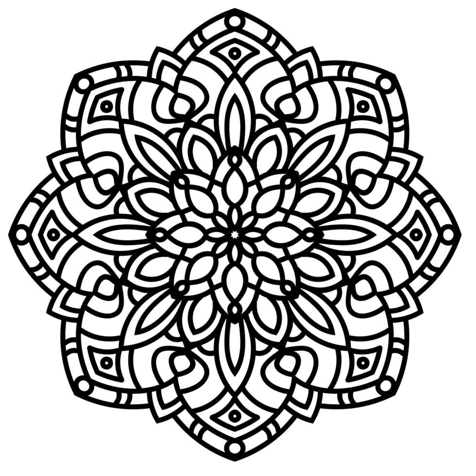 etnisk blommig mandala. orientera dekorativa element isolerad på vit bakgrund. orientaliskt motiv. henna cirkel prydnad. orient handritat kort för målarbok, t-shirt, logotyp. vektor