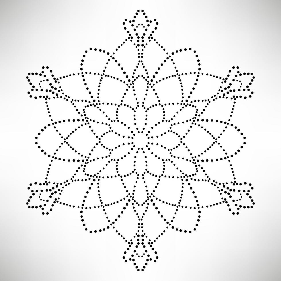 gepunktete Blumen-Mandala. dekoratives Element. dekoratives rundes Gekritzel lokalisiert auf weißem Hintergrund. geometrisches Kreiselement. vektor