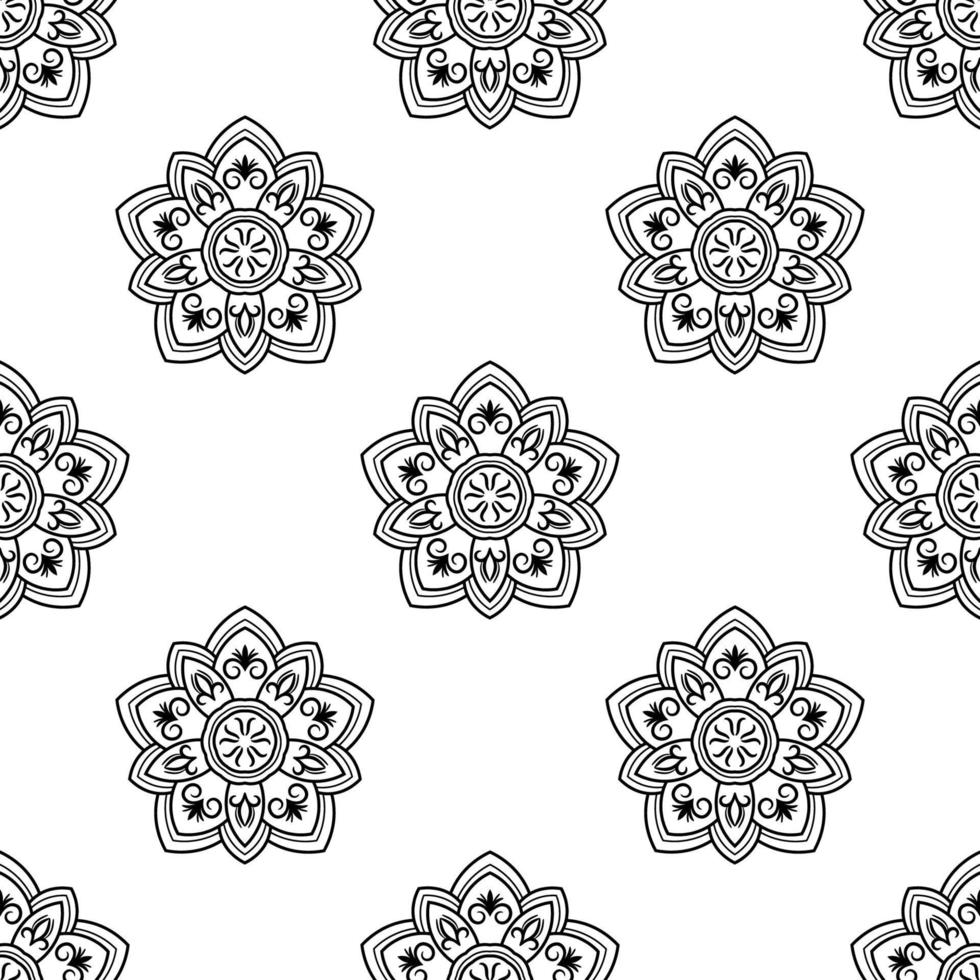 Fantasie Musterdesign mit Ziermandala. abstrakter runder gekritzelblumenhintergrund. floraler geometrischer Kreis. Vektor-Illustration. vektor