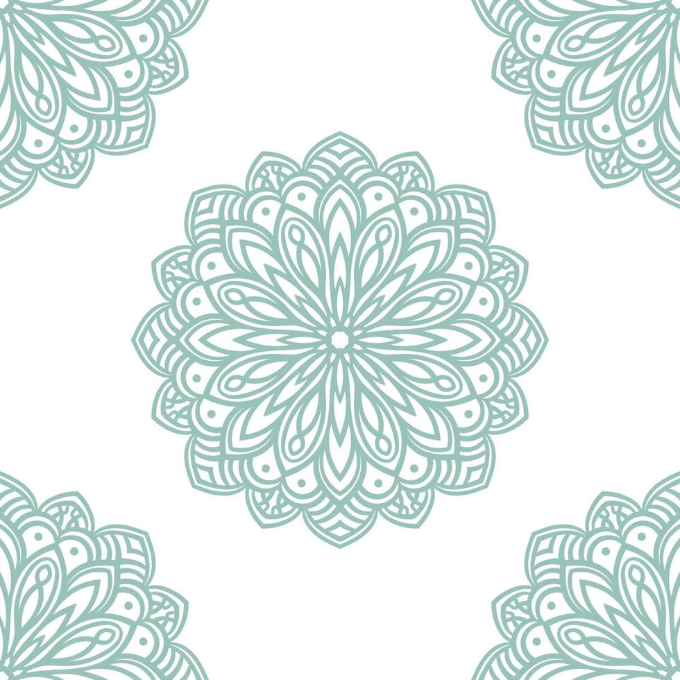 Fantasy Minze Musterdesign mit Ziermandala. abstrakter runder gekritzelblumenhintergrund. floraler geometrischer Kreis. vektor