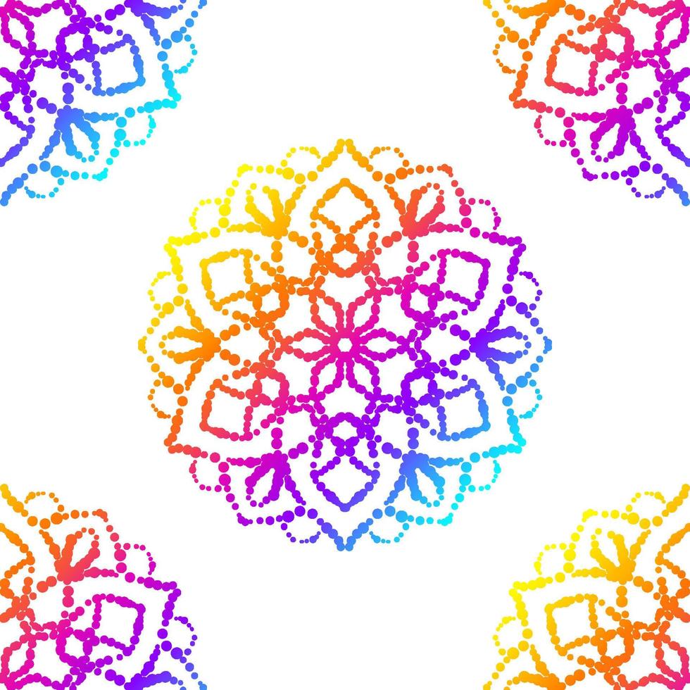 nahtloses muster der fantasiesteigung mit dekorativem mandala. abstrakter runder gekritzelblumenhintergrund. floraler geometrischer Kreis. vektor