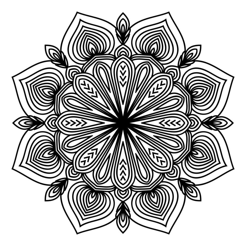 svart kontur blomma mandala. vintage dekorativa element. dekorativa runda doodle blomma isolerad på vit bakgrund. geometrisk cirkel element. vektor