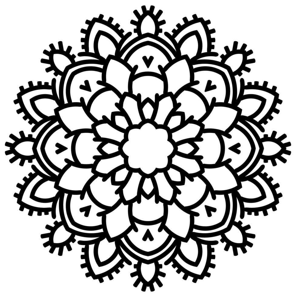 svart kontur blomma mandala. vintage dekorativa element. dekorativa runda doodle blomma isolerad på vit bakgrund. geometrisk cirkel element. vektor