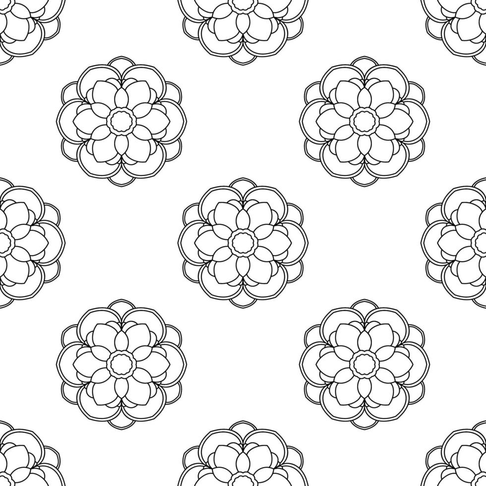 fantasi seamless mönster med dekorativa mandala. abstrakt rund doodle blomma bakgrund. blommig geometrisk cirkel. vektor