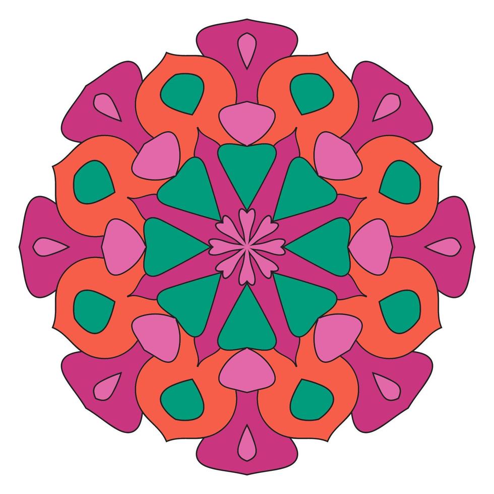 söt färgglad mandala. dekorativa runda doodle blomma isolerad på vit bakgrund. geometrisk dekorativ prydnad i etnisk orientalisk stil. vektor