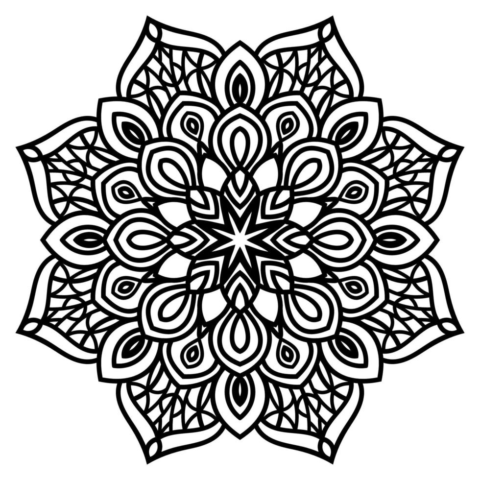 kontur mandala. dekorativa runda doodle blomma isolerad på vit bakgrund. geometrisk cirkel element. vektor