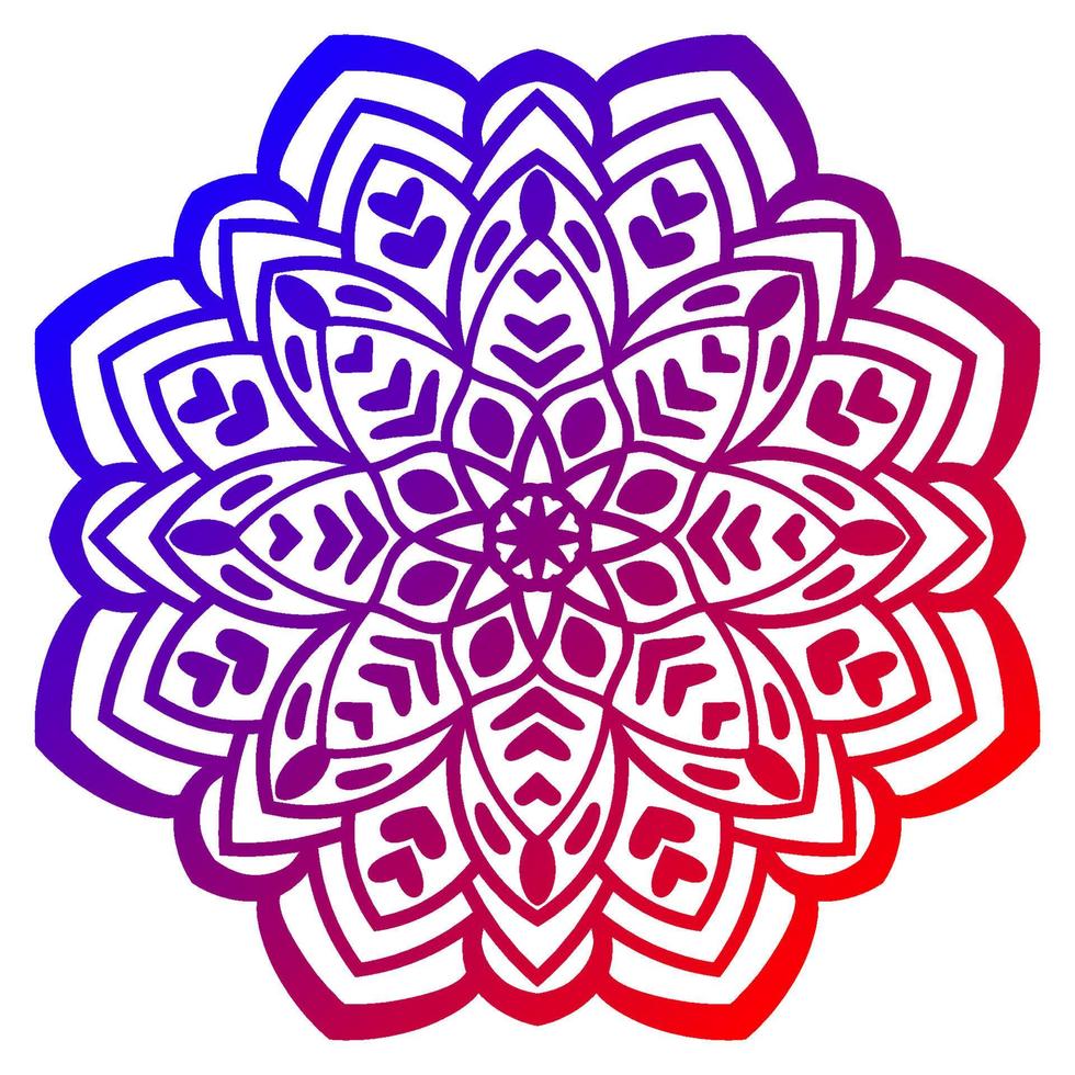 färgglada gradient blomma mandala. handritad dekorativt element. dekorativa runda doodle blommiga element isolerad på vit bakgrund. vektor