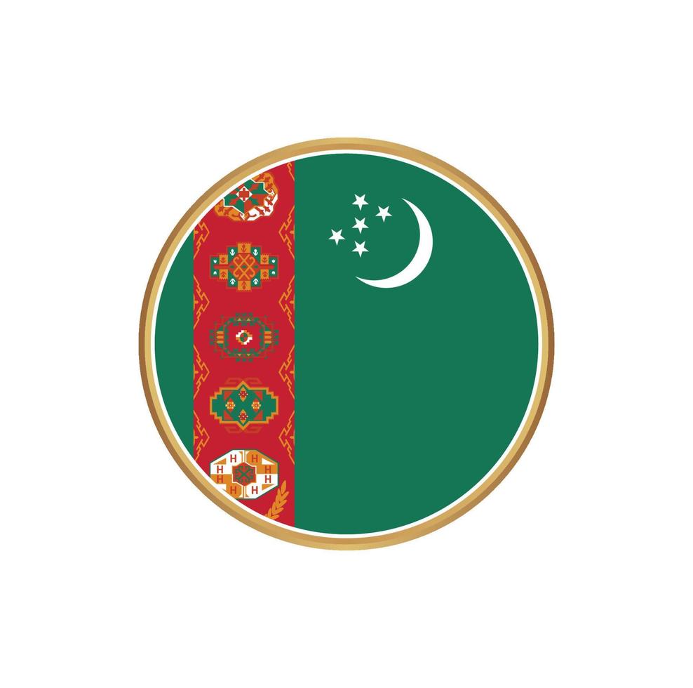 Turkmenistan-Flagge mit goldenem Rahmen vektor