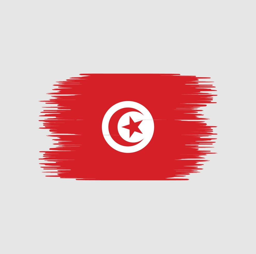 tunisien flagga penseldrag. National flagga vektor