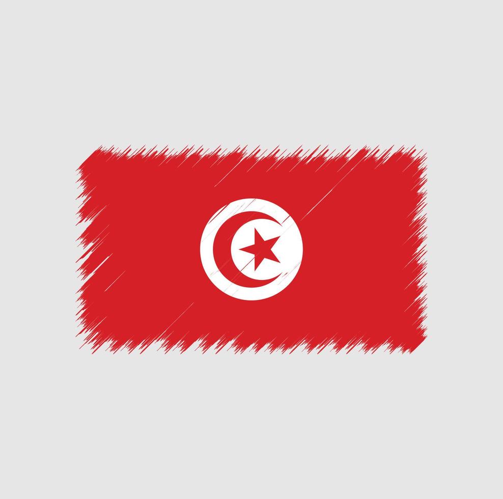 tunisien flagga penseldrag. National flagga vektor