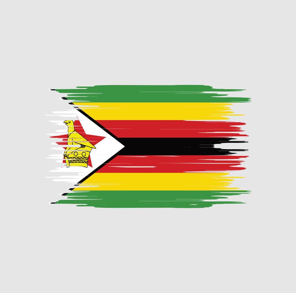 Pinselstrich mit Simbabwe-Flagge. Nationalflagge vektor