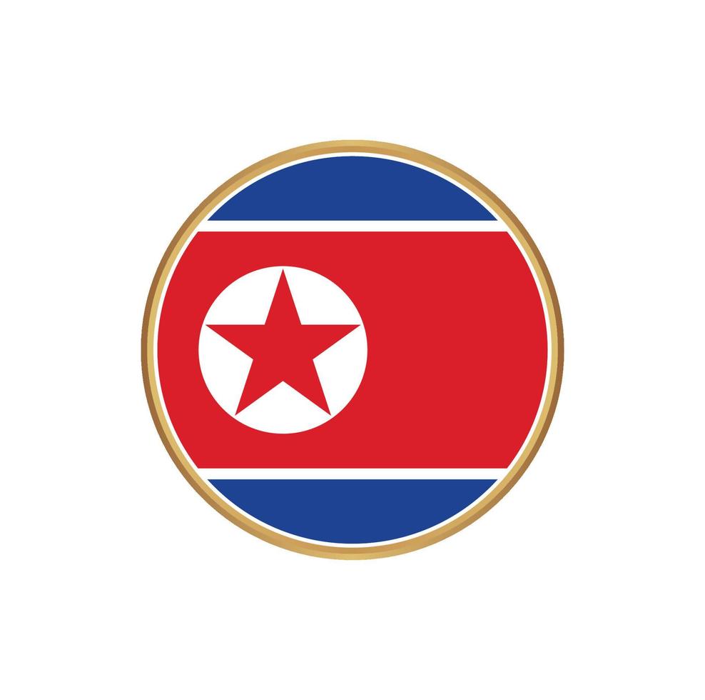 Nordkoreas flagga med gyllene ram vektor