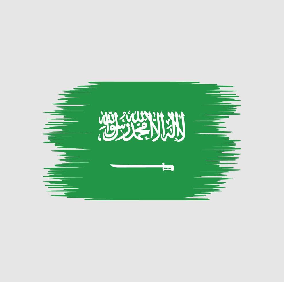 Pinselstrich mit saudi-arabischer Flagge. Nationalflagge vektor