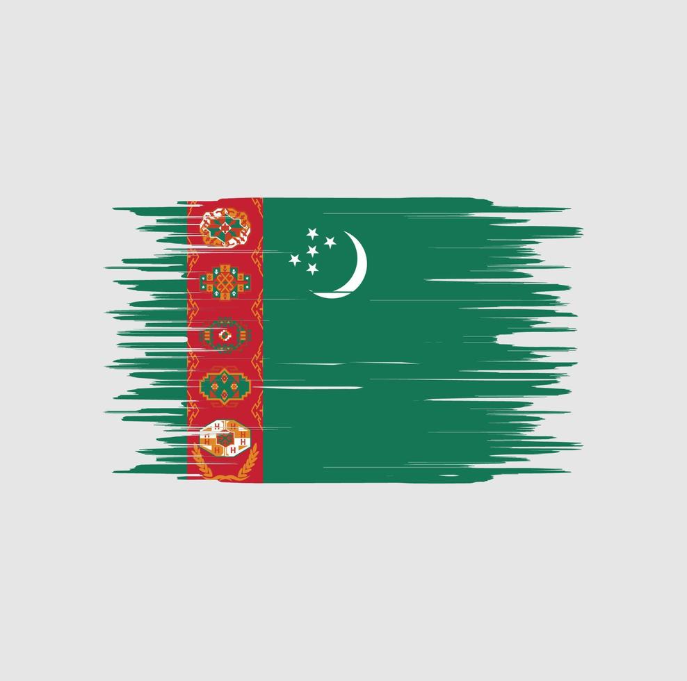 Pinselstrich der turkmenischen Flagge. Nationalflagge vektor