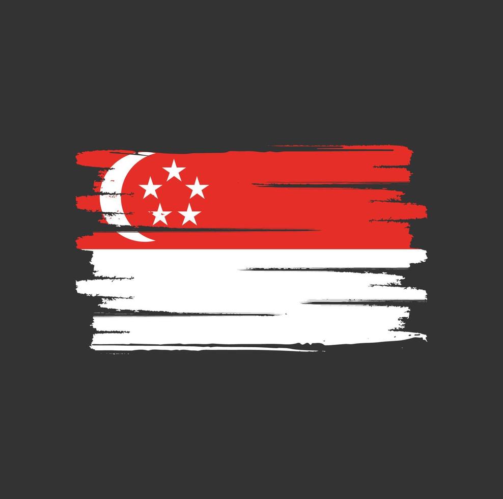 singapores flagga penseldrag vektor