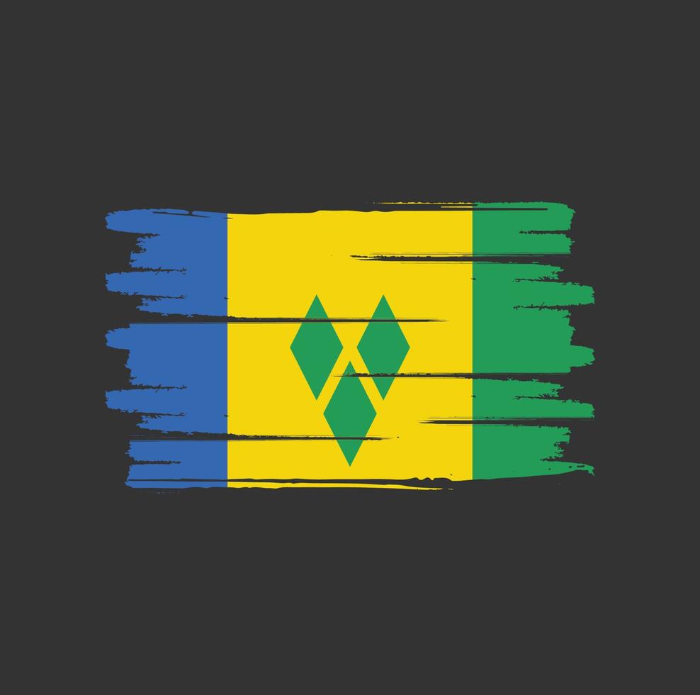Saint Vincent und die Pinselstriche der Grenadinen-Flagge vektor