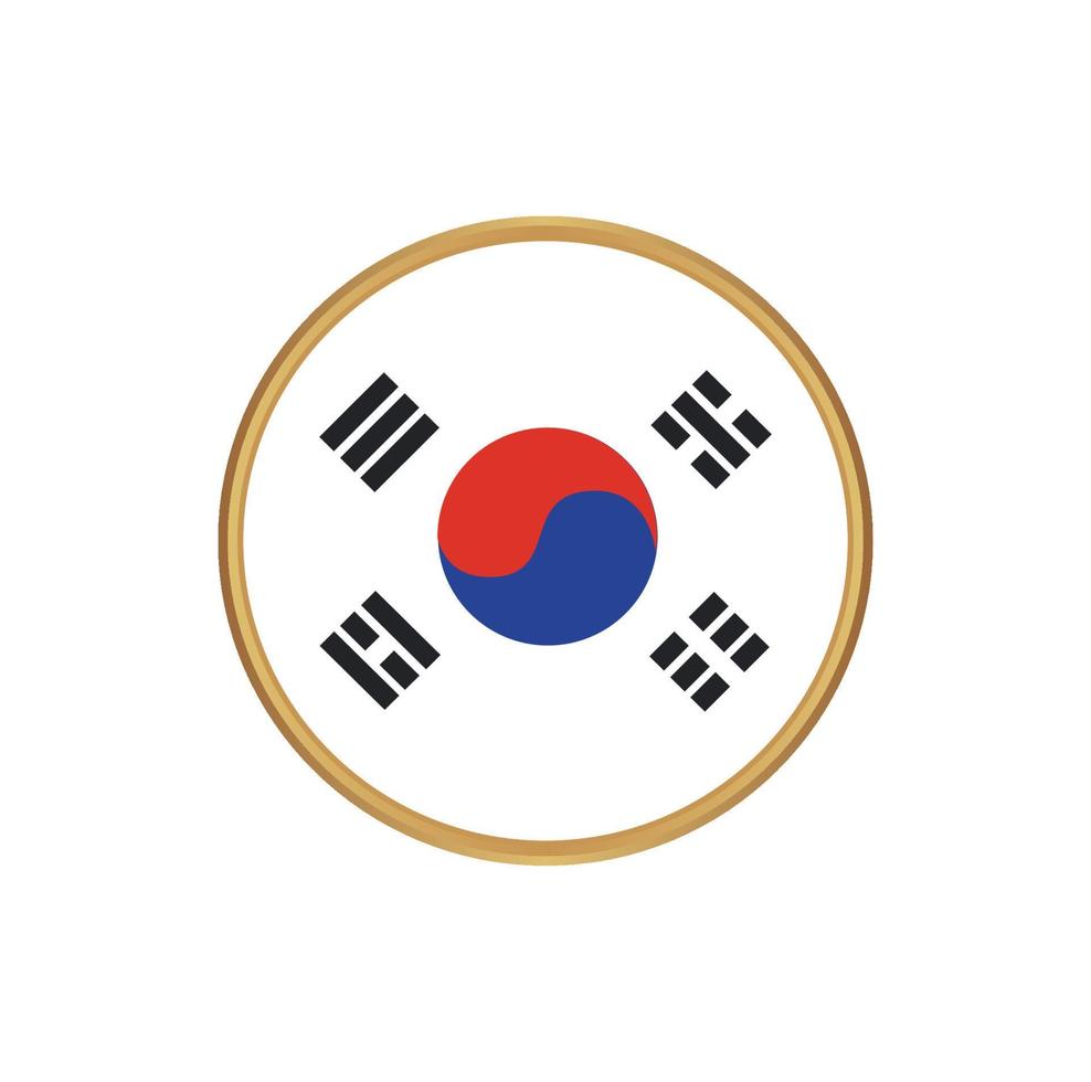 Südkorea-Flagge mit goldenem Rahmen vektor