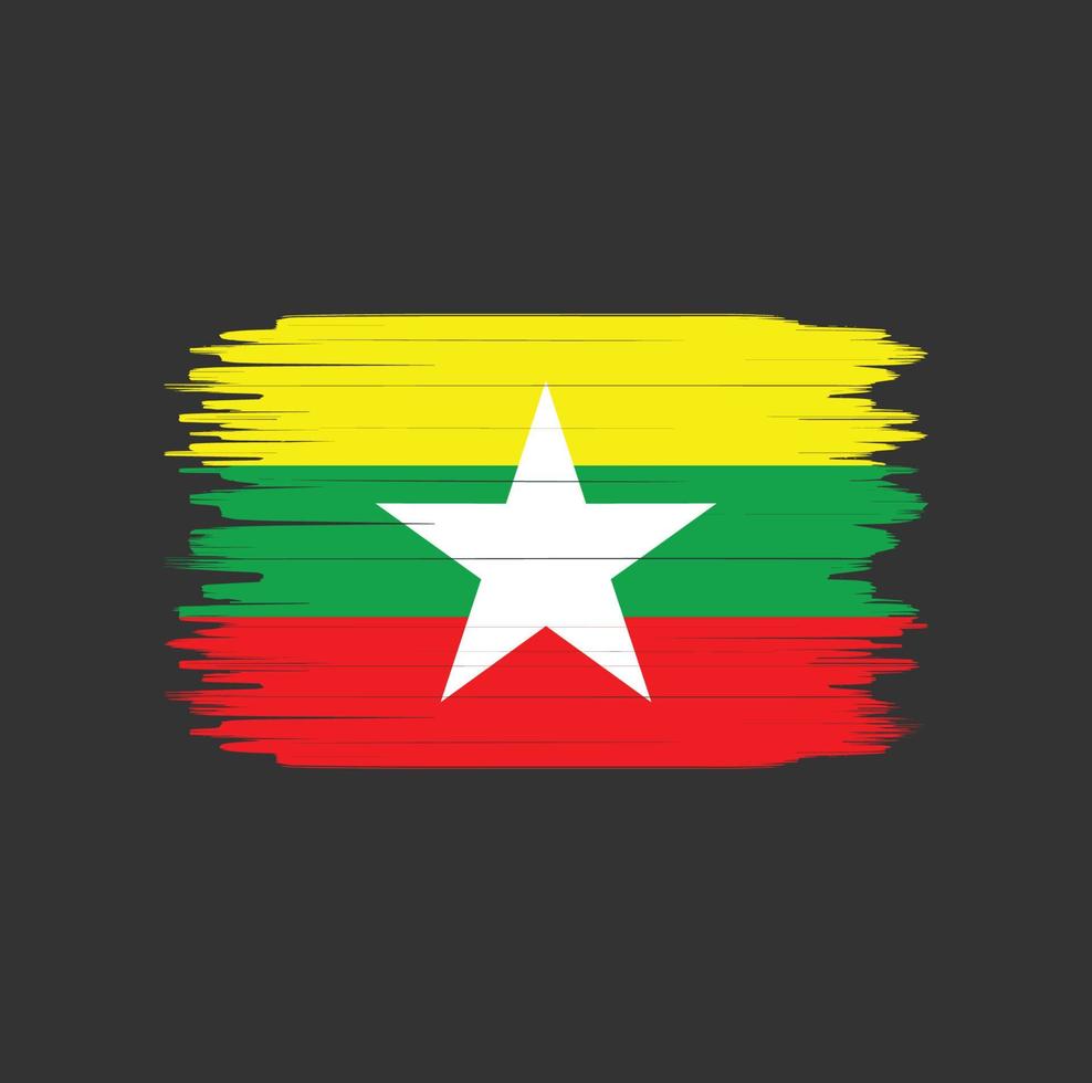 Pinselstrich mit Myanmar-Flagge. Nationalflagge vektor