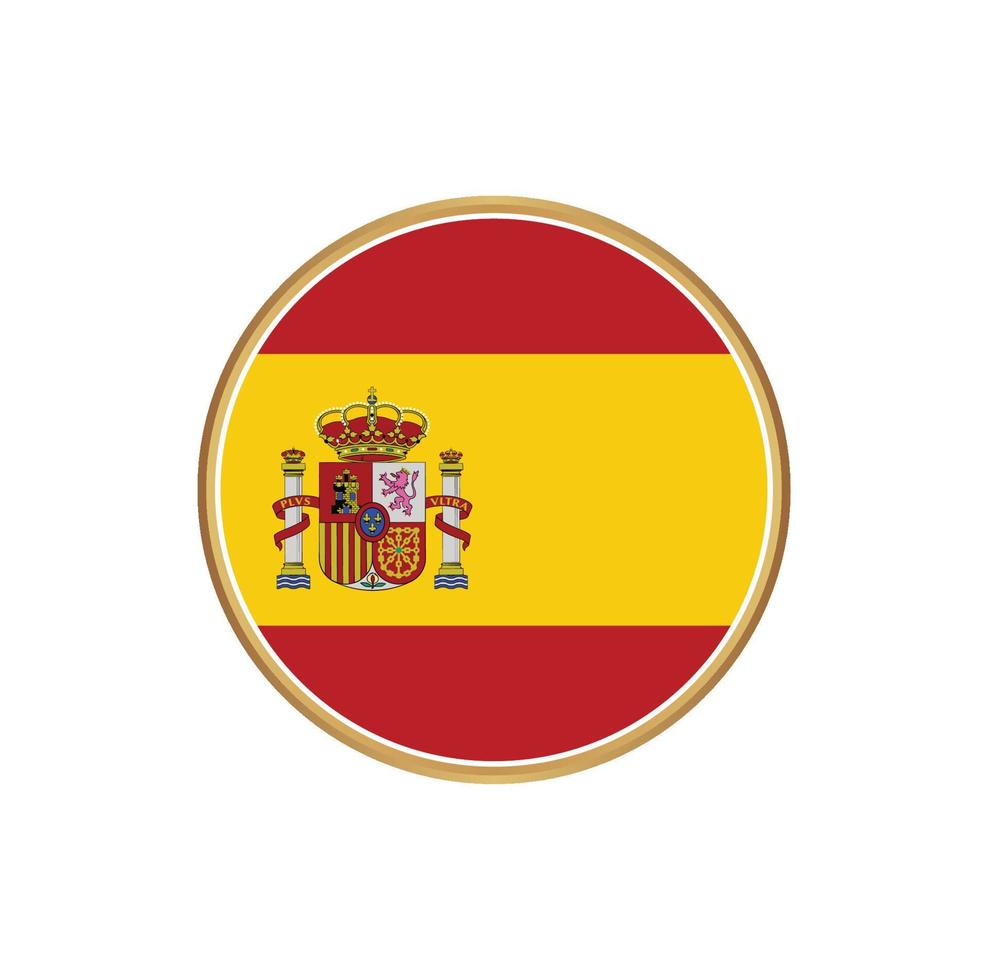 spanische flagge mit goldenem rahmen vektor