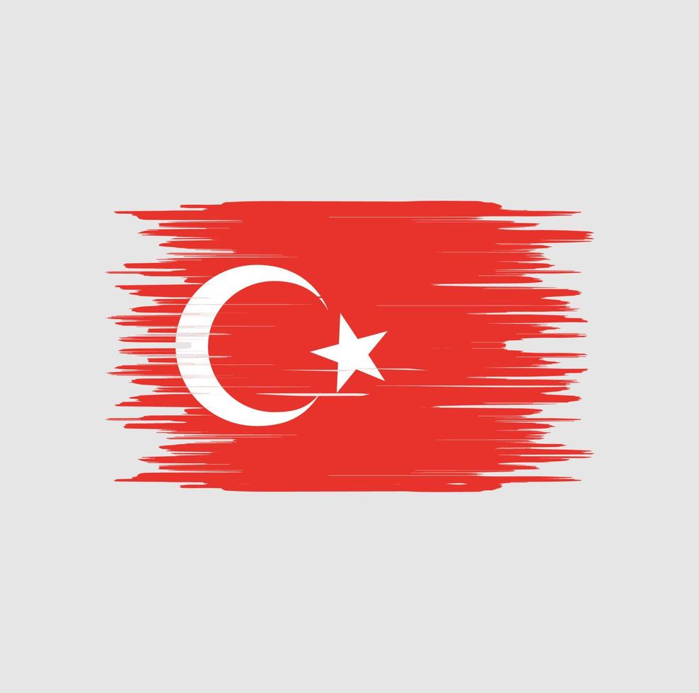 Turkiet flagga penseldrag. National flagga vektor