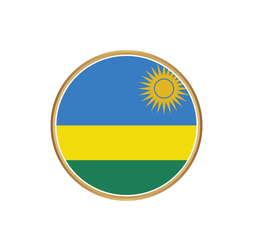 Ruanda-Flagge mit goldenem Rahmen vektor