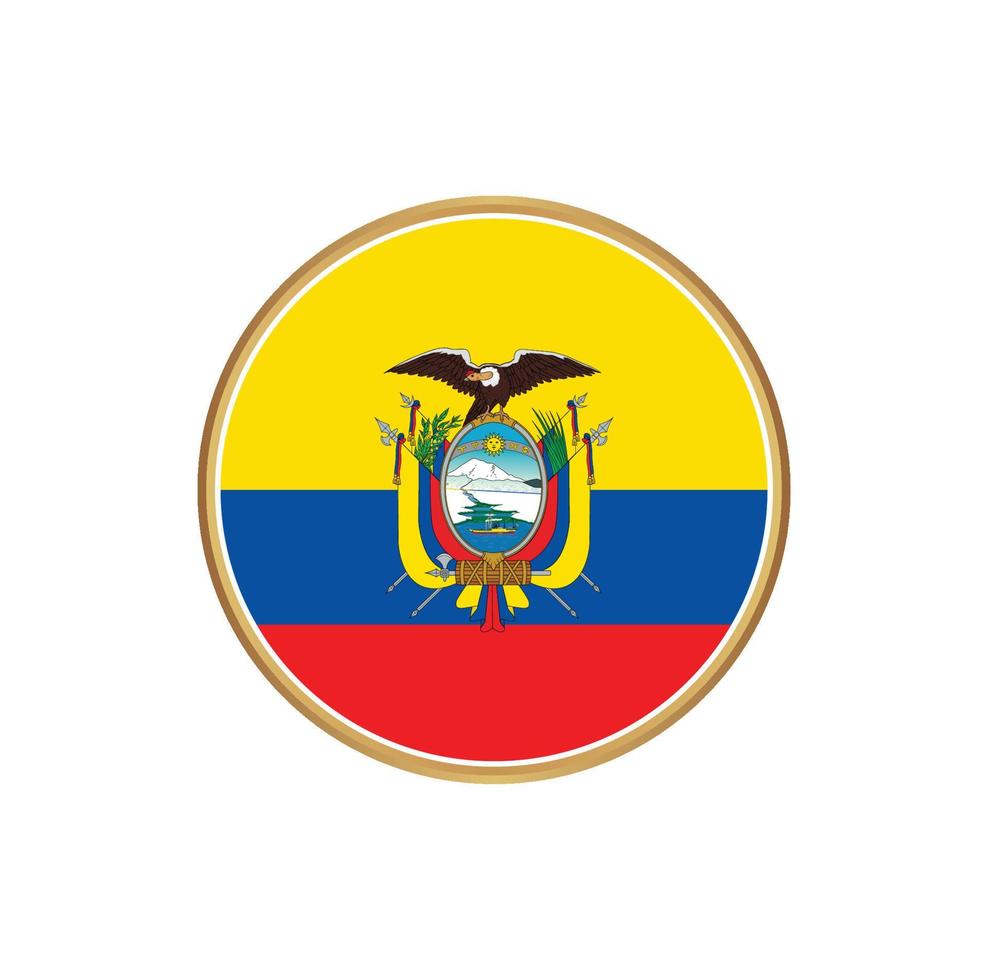 Ecuador flagga med gyllene ram vektor