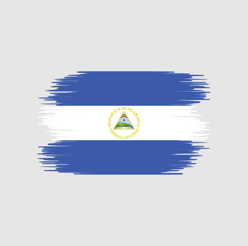 Pinselstrich mit Nicaragua-Flagge. Nationalflagge vektor