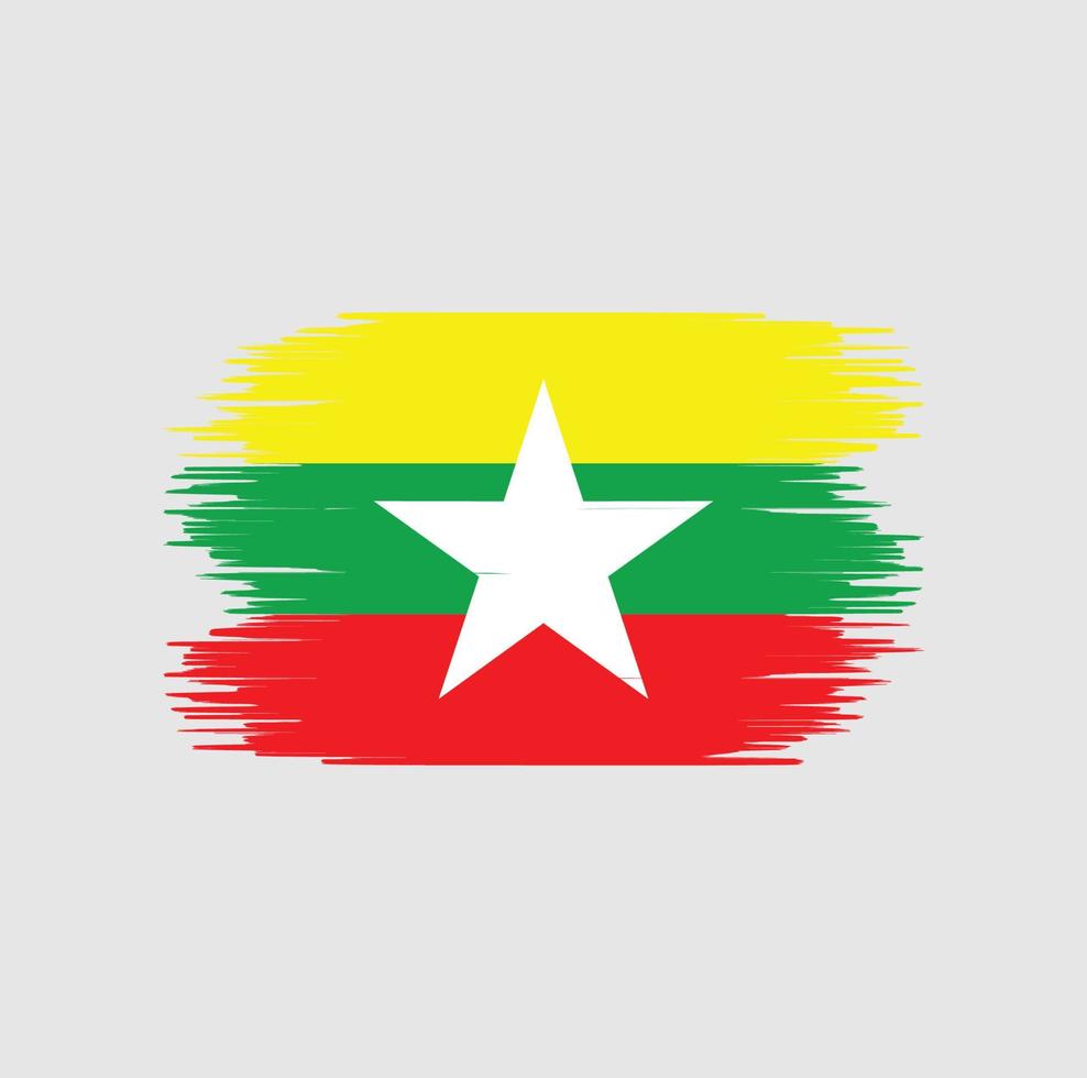 myanmar flagga penseldrag. National flagga vektor