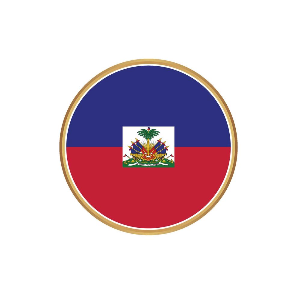 Haiti-Flagge mit goldenem Rahmen vektor