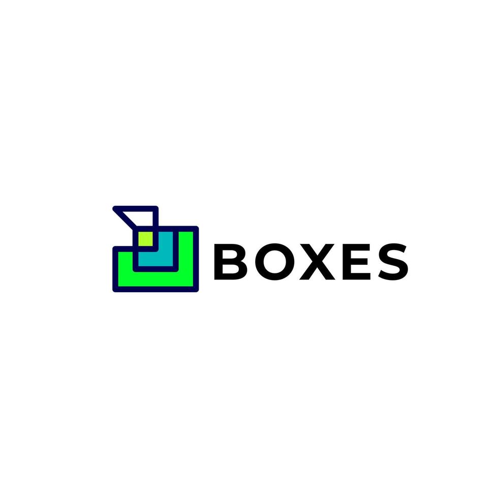 abstraktes Box-Logo-Design flach vektor