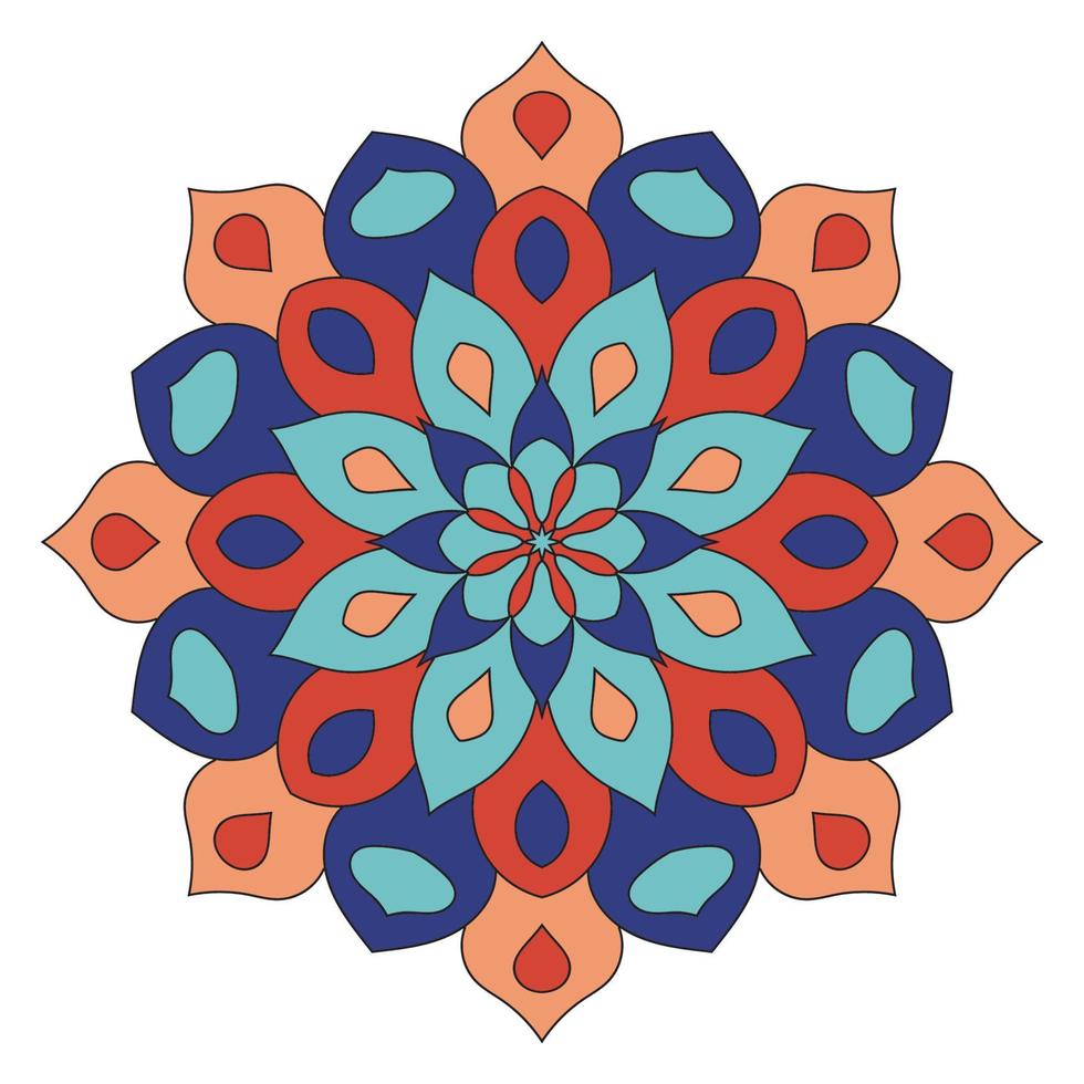 söt färgglad mandala. dekorativa runda doodle blomma isolerad på vit bakgrund. geometrisk dekorativ prydnad i etnisk orientalisk stil. vektor