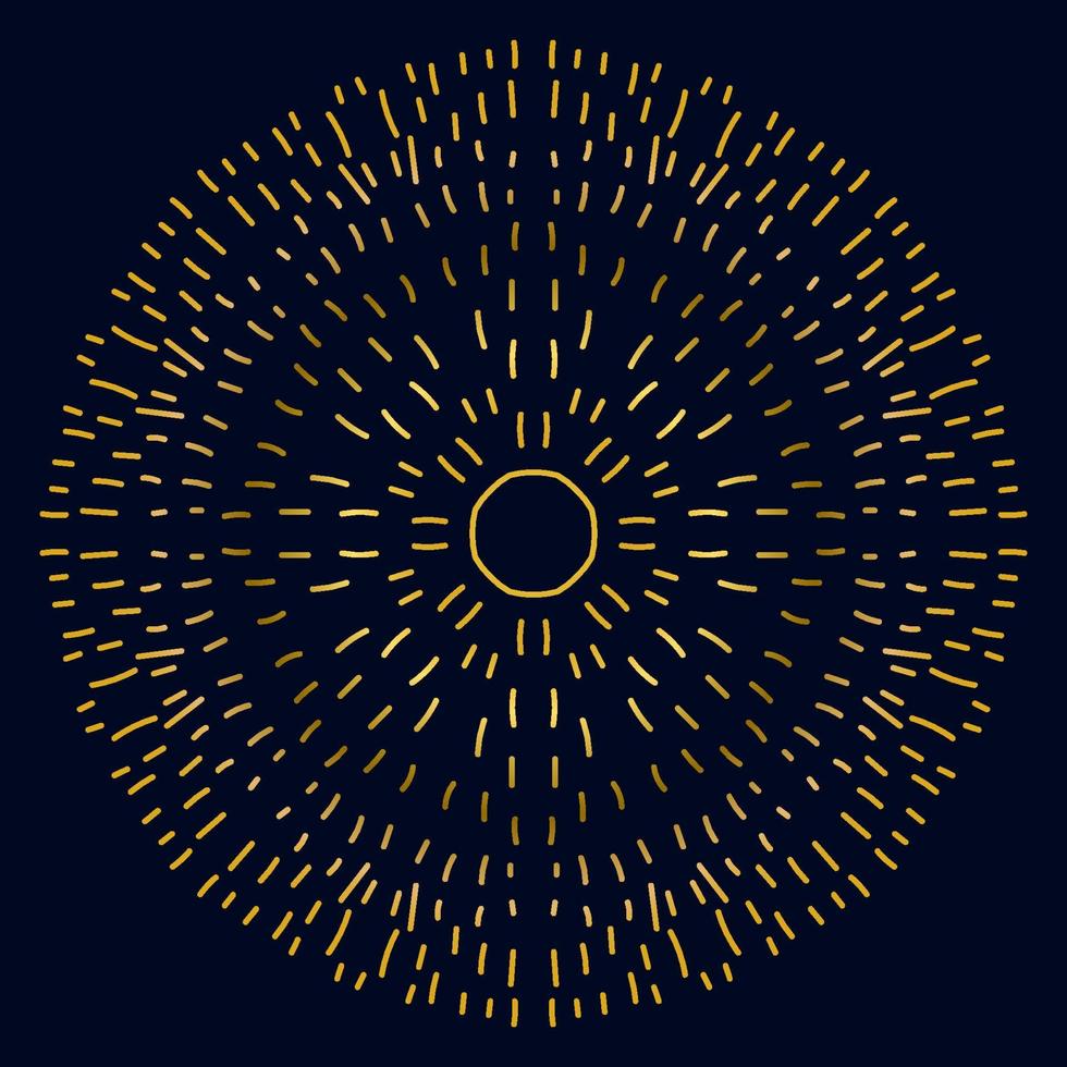 süßes Goldmandala. dekorative runde gekritzelblume lokalisiert auf dunklem hintergrund. geometrische dekorative Verzierung im ethnischen orientalischen Stil. vektor