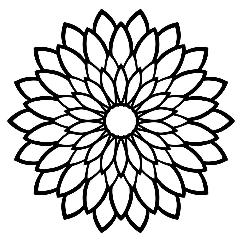 kontur mandala. dekorativa runda doodle blomma isolerad på vit bakgrund. geometrisk cirkel element. vektor