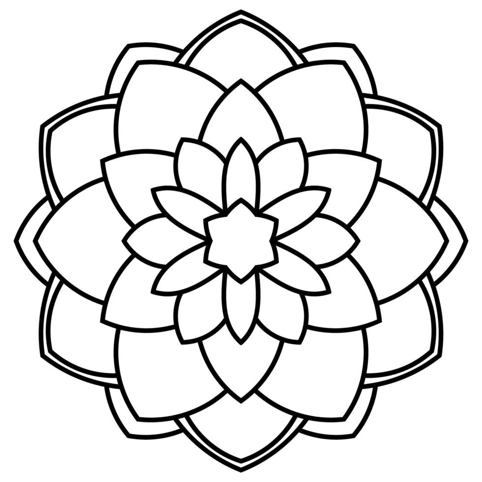 kontur mandala. dekorativa runda doodle blomma isolerad på vit bakgrund. geometrisk cirkel element. vektor