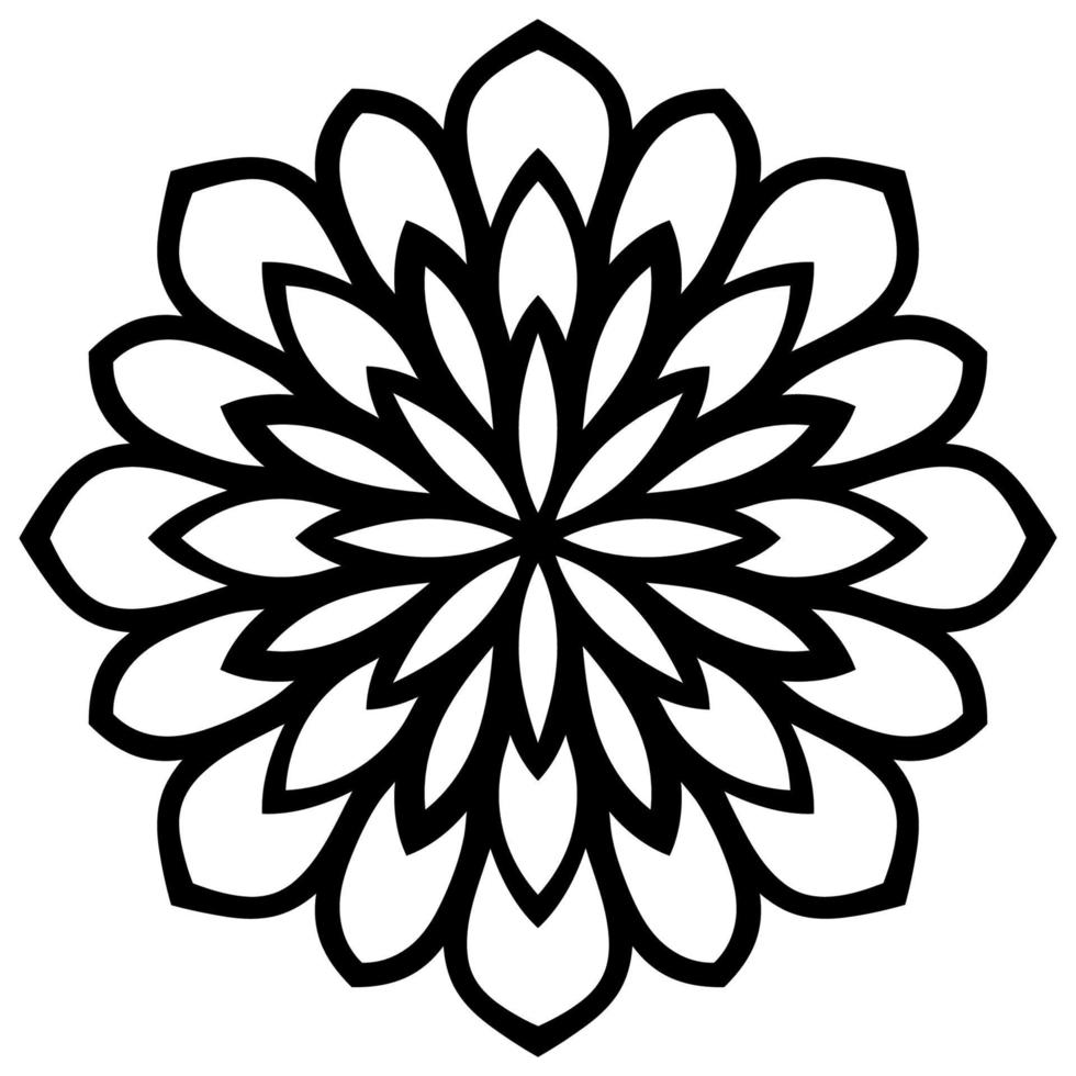 Umriss vereinfachtes Mandala für Malbuch. dekorative florale runde Verzierung. Anti-Stress-Therapiemuster. Yoga-Symbol, Logo, Hintergrund für Meditationsplakat. ungewöhnliche Blütenform. vektor