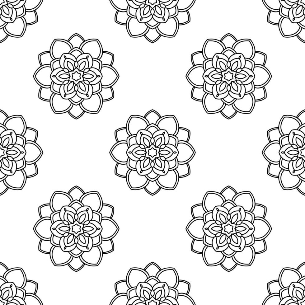 fantasi seamless mönster med dekorativa mandala. abstrakt rund doodle blomma bakgrund. blommig geometrisk cirkel. vektor
