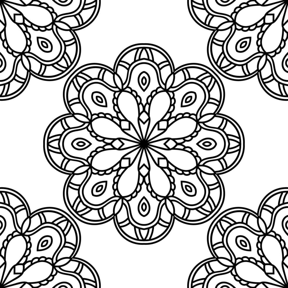 Fantasy Musterdesign mit Ziermandala. abstrakter runder gekritzelblumenhintergrund. floraler geometrischer Kreis. vektor