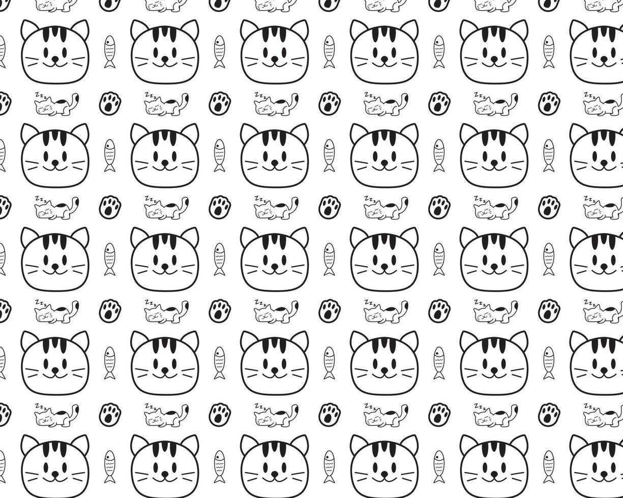 doodle katter mönster bakgrundsdesign vektor
