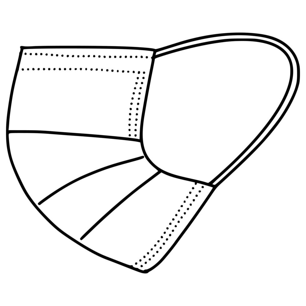 handgezeichnete medizinische Maske isoliert auf weißem Hintergrund, Koronaschutz .Vektorillustration.. vektor