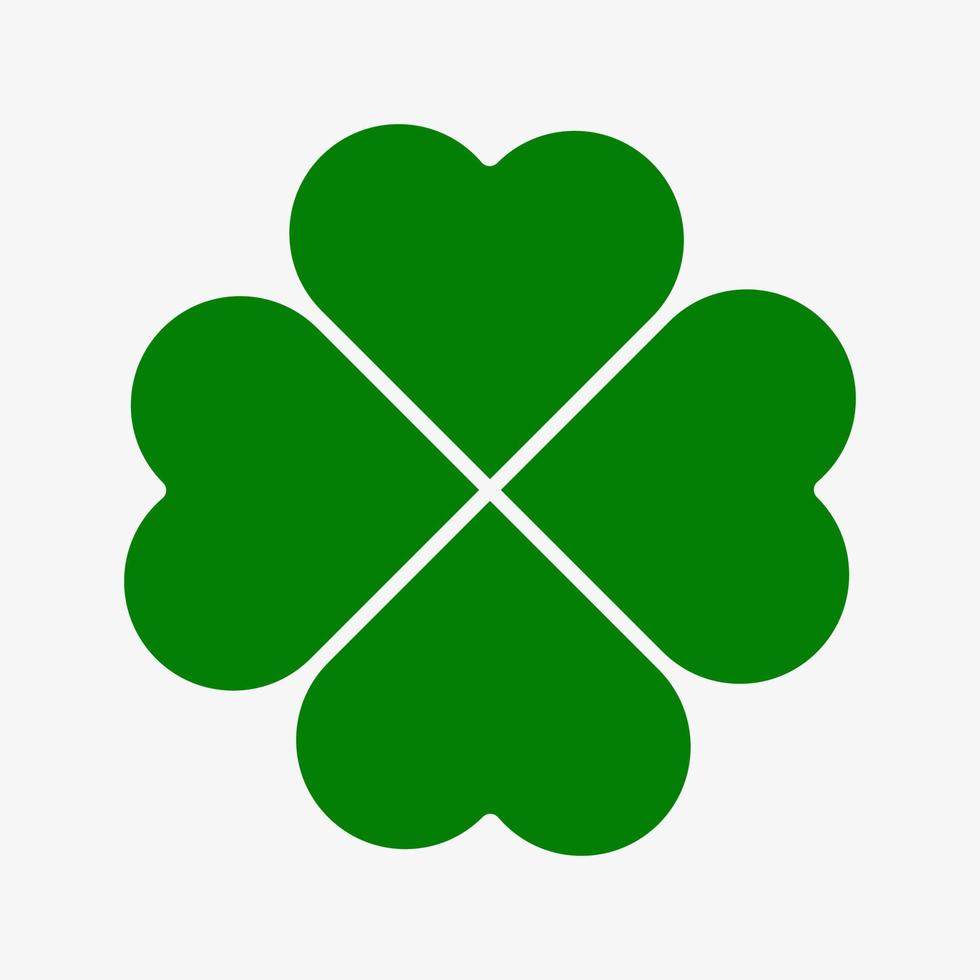 Klee mit vier Blättern grünes Vektorsymbol isoliert auf weißem Hintergrund vektor