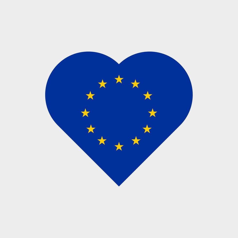 Europeiska unionens flagga i hjärtform. Europa flagga vektor ikon isolerad på vit bakgrund